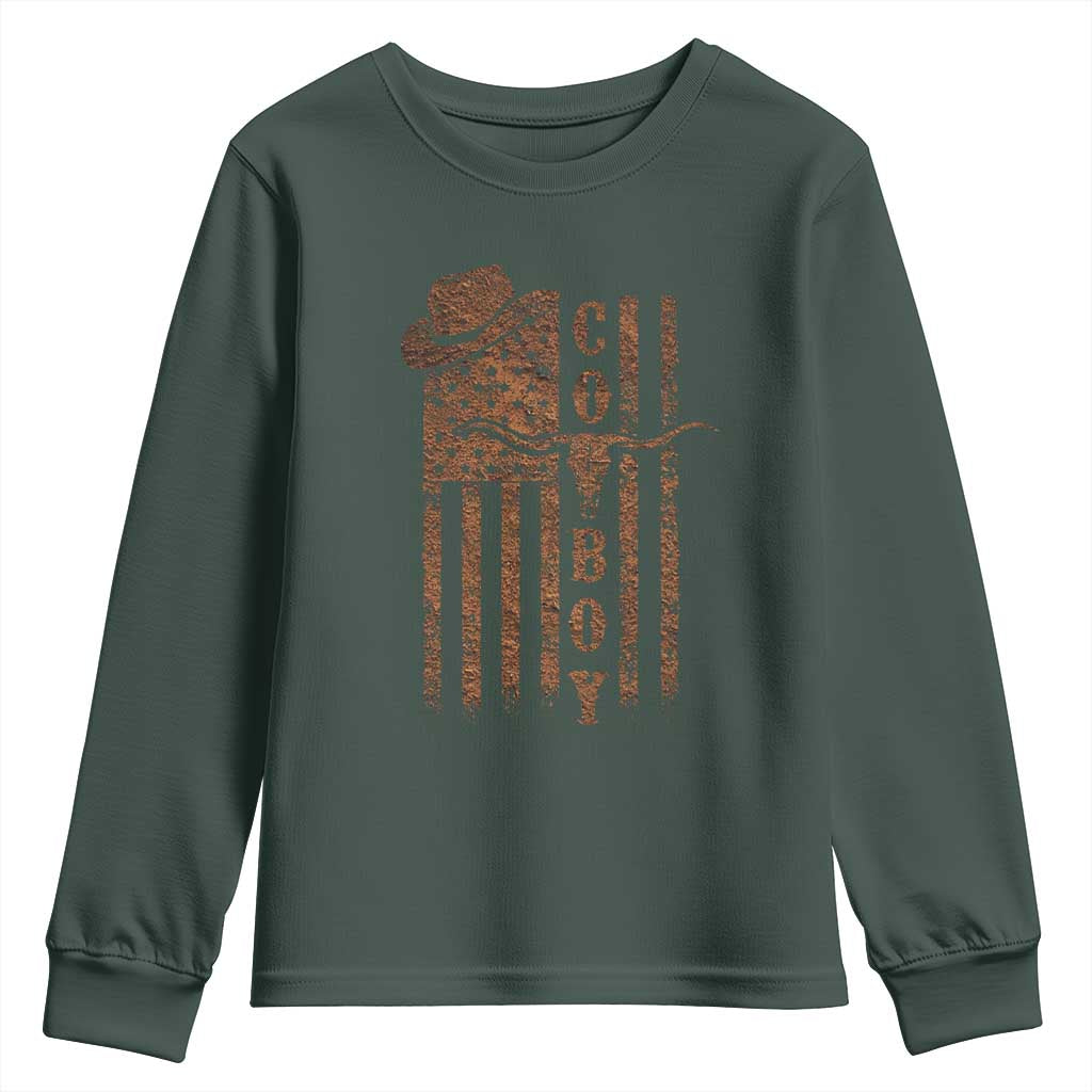 Retro Cowboy Youth Sweatshirt USA Flag Texas Western Country Rodeo Southern