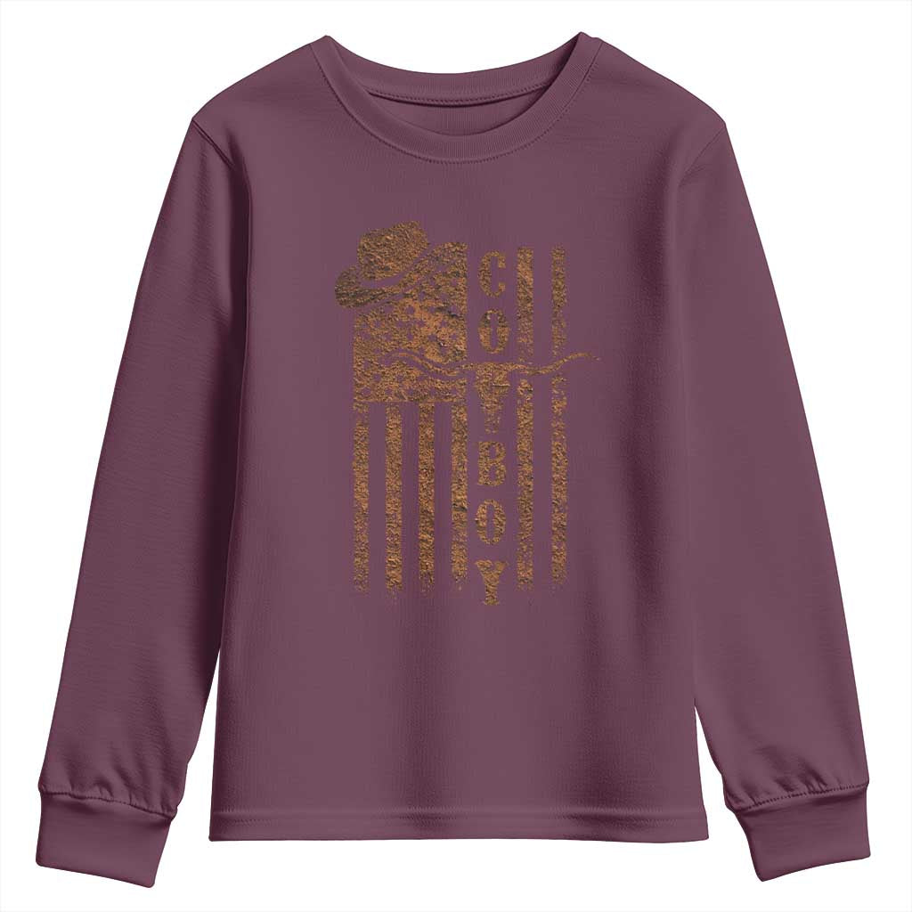 Retro Cowboy Youth Sweatshirt USA Flag Texas Western Country Rodeo Southern