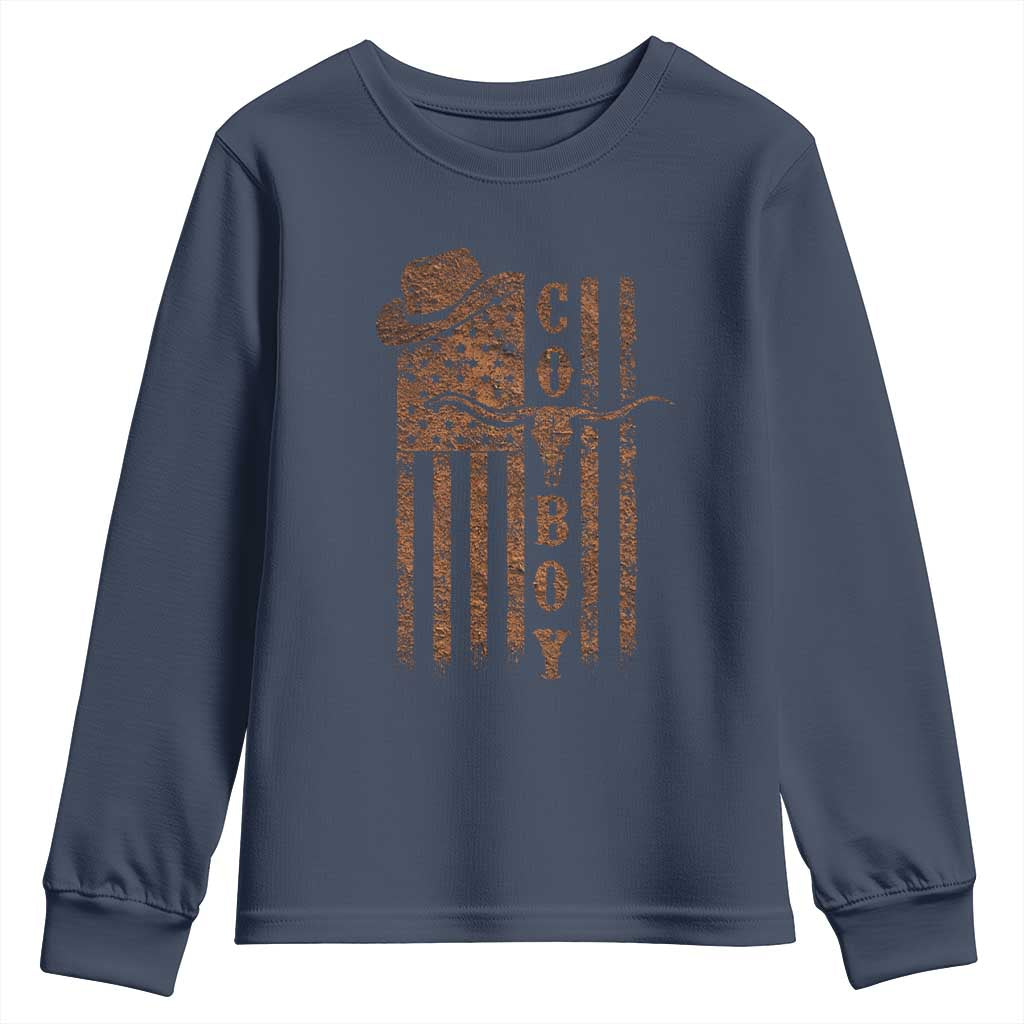 Retro Cowboy Youth Sweatshirt USA Flag Texas Western Country Rodeo Southern