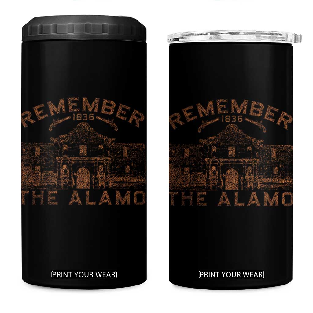 Remember The Alamo 4 in 1 Can Cooler Tumbler Texas Souvenir History San Antonio Pride TS10 One Size: 16 oz Black Print Your Wear