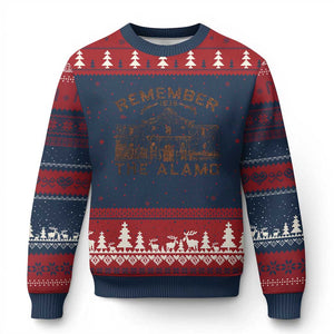 Remember The Alamo Ugly Christmas Sweater Texas Souvenir History San Antonio Pride TS10 Navy Red Print Your Wear