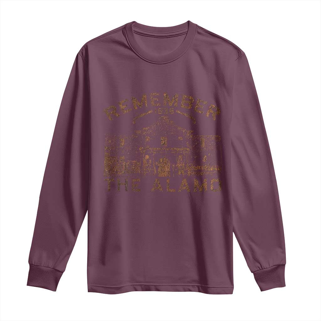 Remember The Alamo Long Sleeve Shirt Texas Souvenir History San Antonio Pride TS10 Maroon Print Your Wear