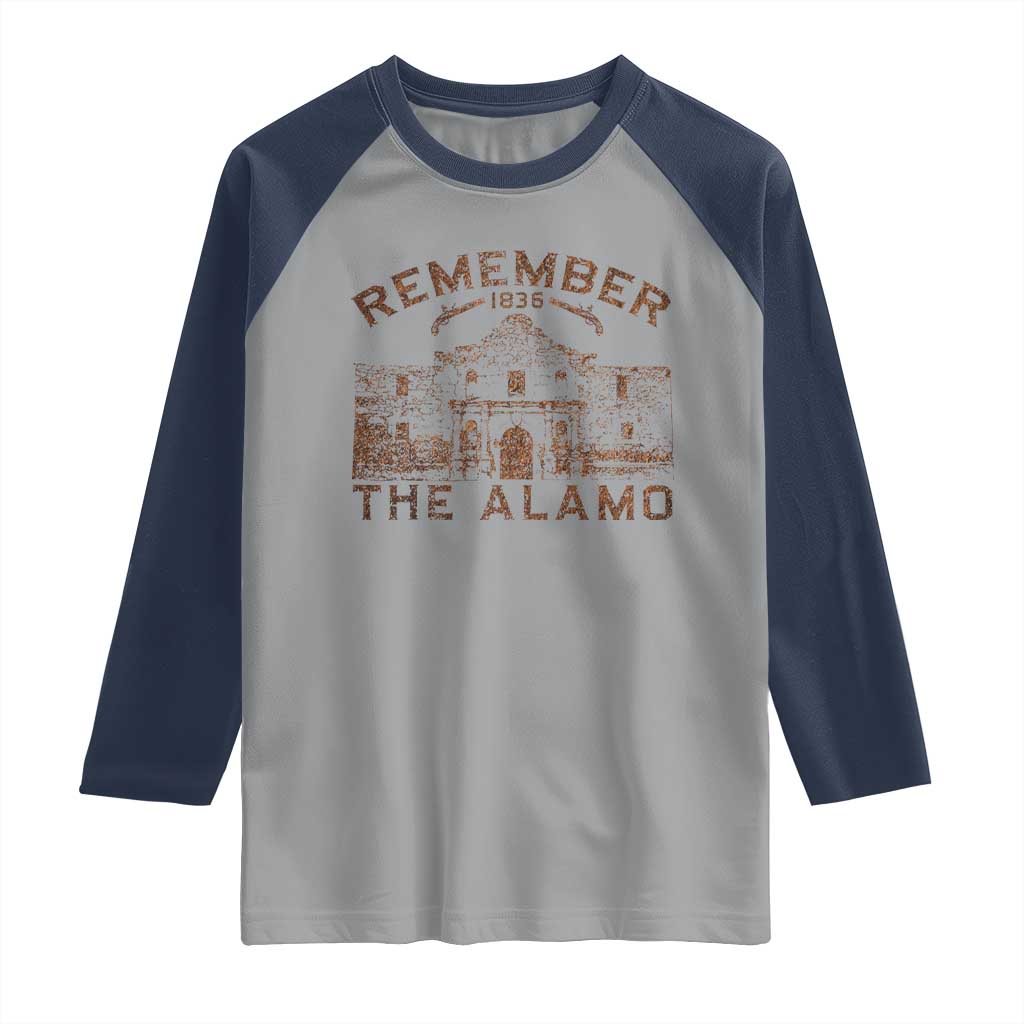 Remember The Alamo Raglan Shirt Texas Souvenir History San Antonio Pride TS10 Sport Gray Navy Print Your Wear