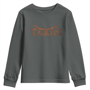 Texas Cowboys Youth Sweatshirt Retro Western American TS10 Dark Heather Print Your Wear