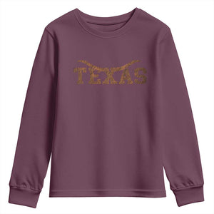 Texas Cowboys Youth Sweatshirt Retro Western American TS10 Maroon Print Your Wear