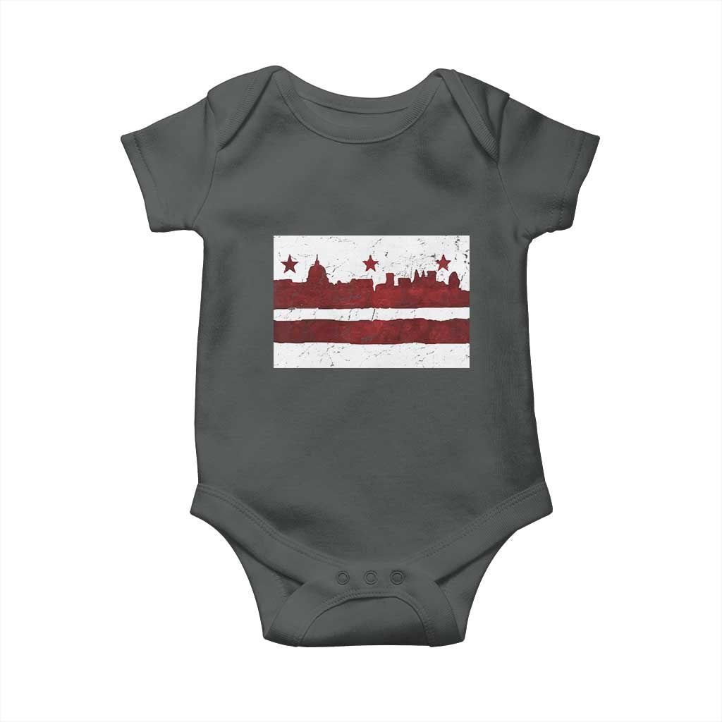 Washington DC Flag Baby Onesie TS10 Dark Heather Print Your Wear