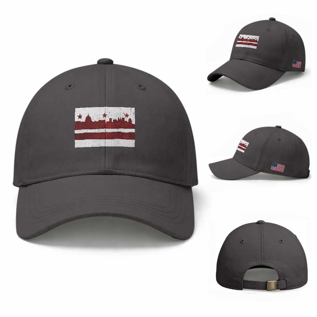 Washington DC Flag Baseball Cap TS10 Baseball Cap Universal Fit Dark Gray Print Your Wear