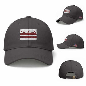Washington DC Flag Baseball Cap TS10 Baseball Cap Universal Fit Dark Gray Print Your Wear