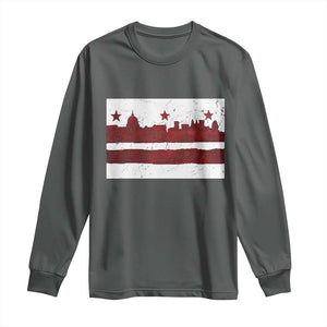 Washington DC Flag Long Sleeve Shirt TS10 Dark Heather Print Your Wear