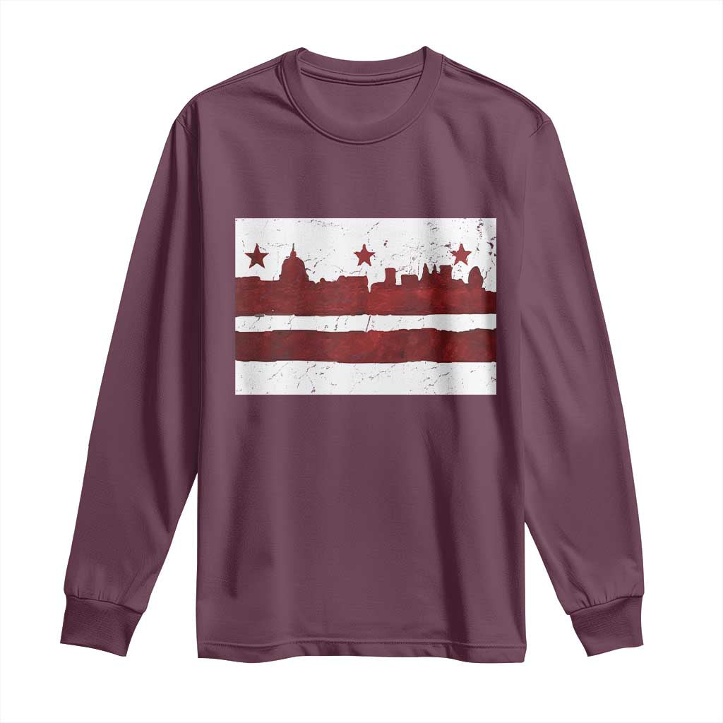 Washington DC Flag Long Sleeve Shirt TS10 Maroon Print Your Wear