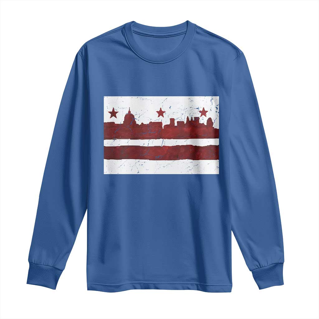 Washington DC Flag Long Sleeve Shirt TS10 Royal Blue Print Your Wear