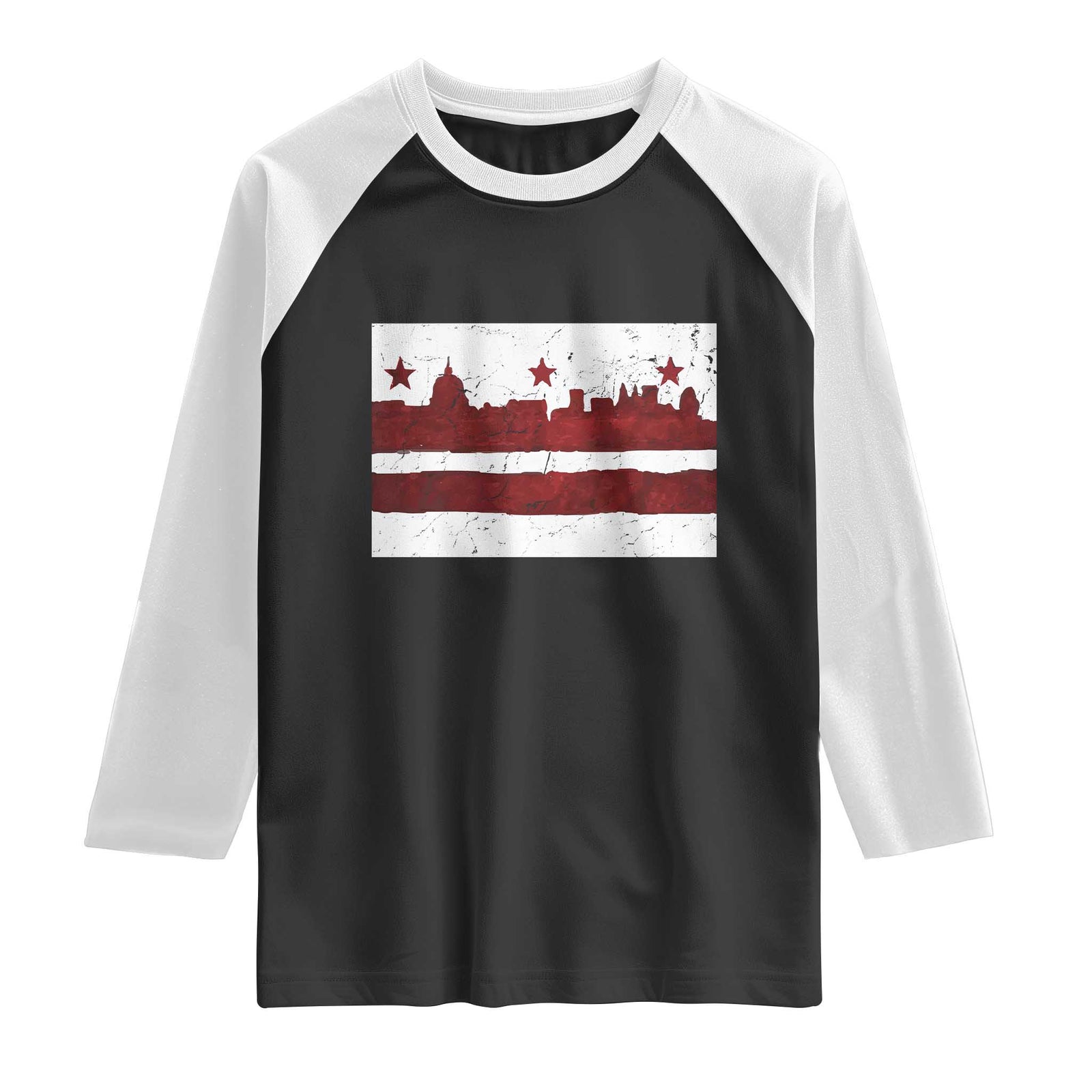 Washington DC Flag Raglan Shirt TS10 Black White Print Your Wear
