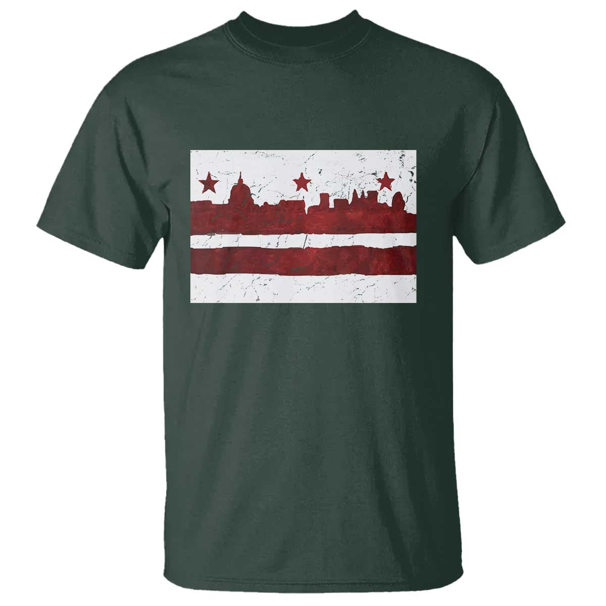 Washington DC Flag T Shirt TS10 Dark Forest Green Print Your Wear