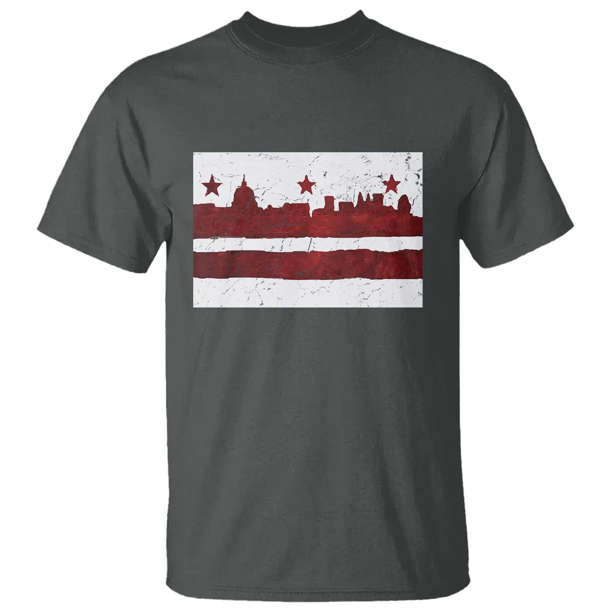 Washington DC Flag T Shirt TS10 Dark Heather Print Your Wear