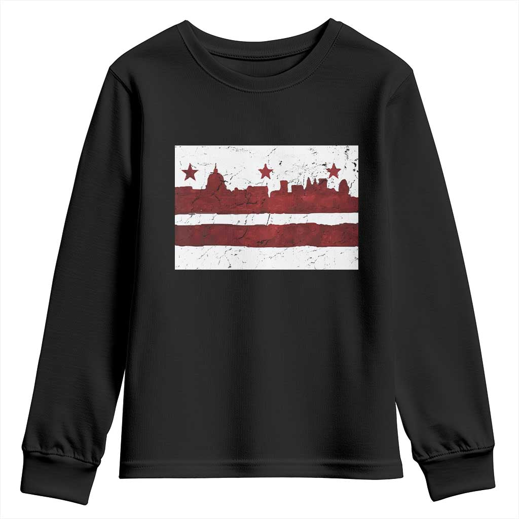 Washington DC Flag Youth Sweatshirt TS10 Black Print Your Wear