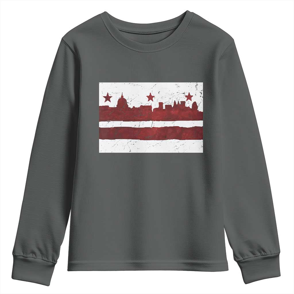 Washington DC Flag Youth Sweatshirt TS10 Dark Heather Print Your Wear