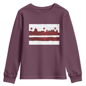 Washington DC Flag Youth Sweatshirt TS10 Maroon Print Your Wear