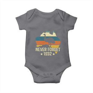Never Forget 1932 Emu War Baby Onesie Funny Emu Lover Zookeeper TS10 Charcoal Print Your Wear