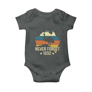 Never Forget 1932 Emu War Baby Onesie Funny Emu Lover Zookeeper TS10 Dark Heather Print Your Wear