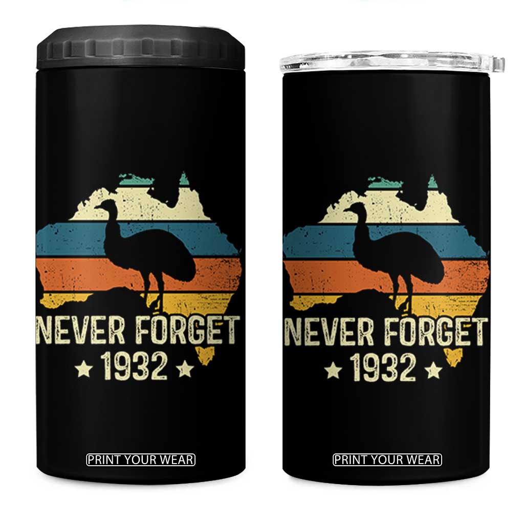 Never Forget 1932 Emu War 4 in 1 Can Cooler Tumbler Funny Emu Lover Zookeeper TS10 One Size: 16 oz Black Print Your Wear
