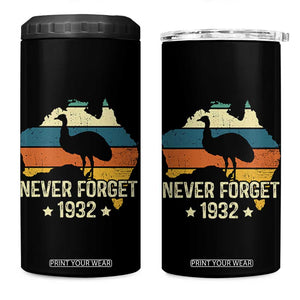 Never Forget 1932 Emu War 4 in 1 Can Cooler Tumbler Funny Emu Lover Zookeeper TS10 One Size: 16 oz Black Print Your Wear