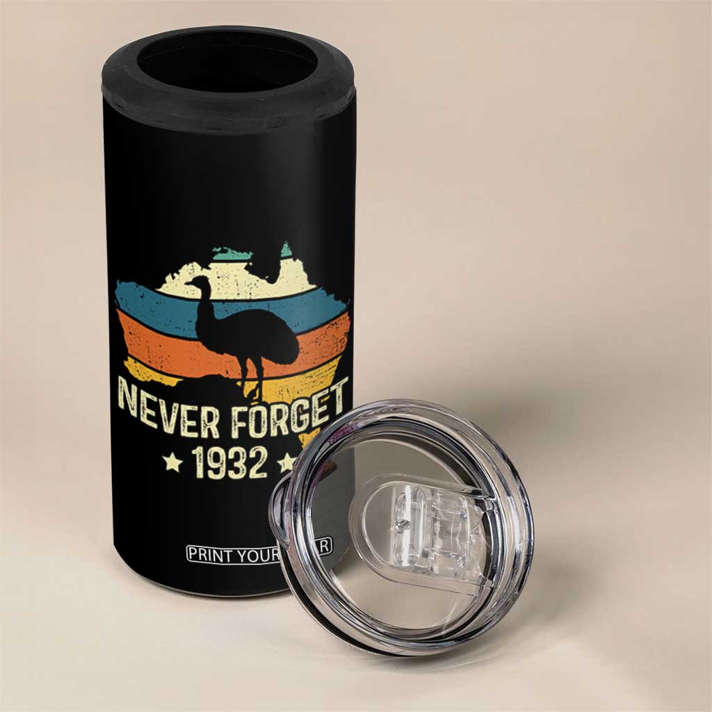 Never Forget 1932 Emu War 4 in 1 Can Cooler Tumbler Funny Emu Lover Zookeeper TS10 Print Your Wear