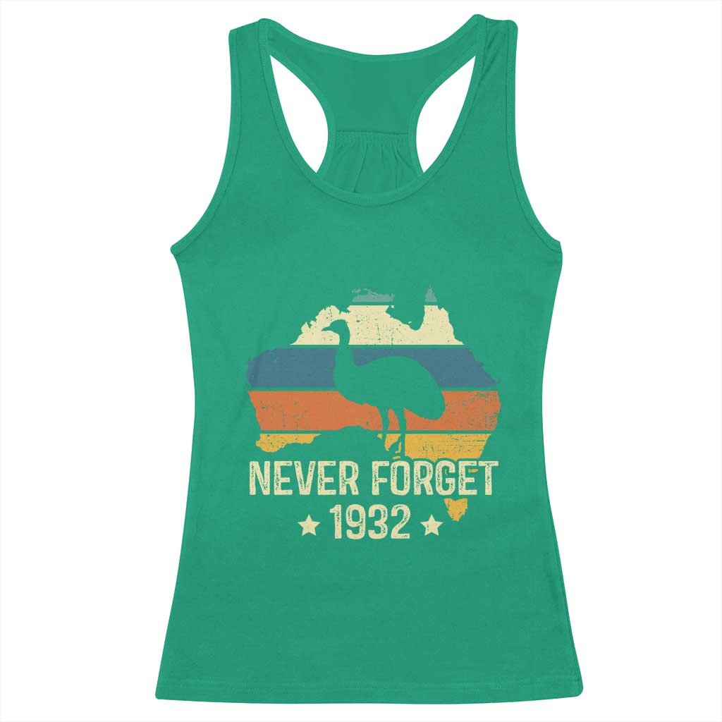 Never Forget 1932 Emu War Racerback Tank Top Funny Emu Lover Zookeeper TS10 Irish Green Print Your Wear