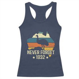 Never Forget 1932 Emu War Racerback Tank Top Funny Emu Lover Zookeeper TS10 Navy Print Your Wear