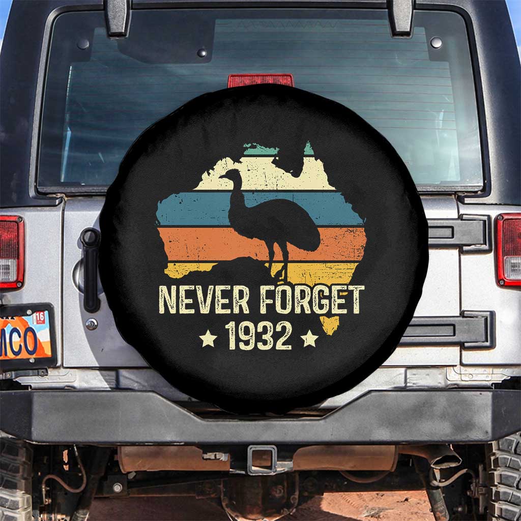 Never Forget 1932 Emu War Spare Tire Cover Funny Emu Lover Zookeeper TS10 No hole Black Print Your Wear