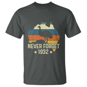 Never Forget 1932 Emu War T Shirt Funny Emu Lover Zookeeper TS10 Dark Heather Print Your Wear
