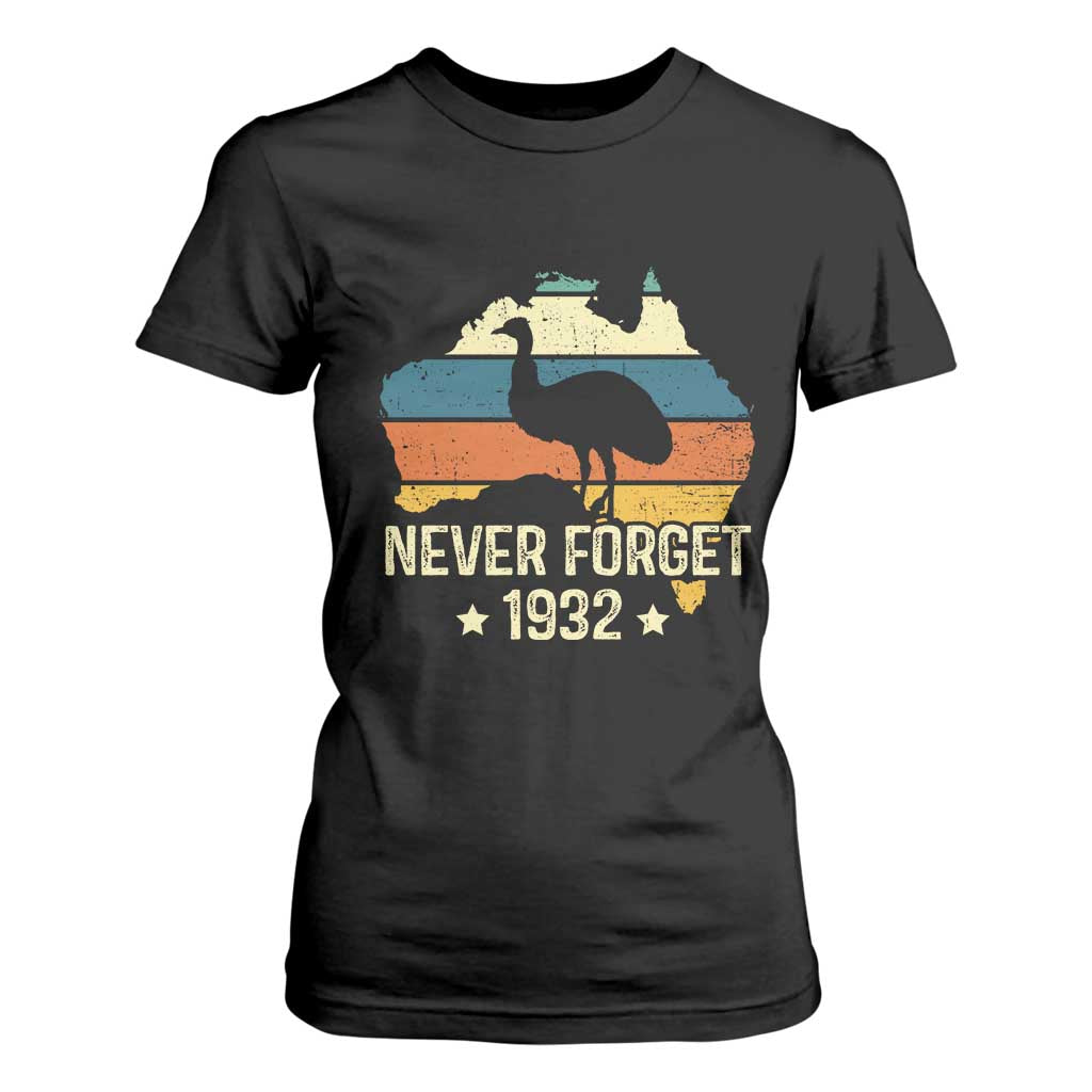 Never Forget 1932 Emu War T Shirt For Women Funny Emu Lover Zookeeper TS10 Black Print Your Wear