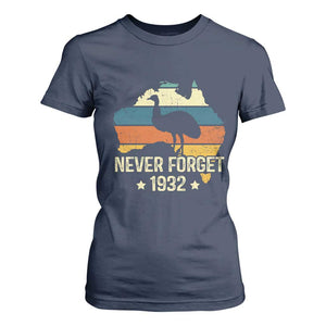 Never Forget 1932 Emu War T Shirt For Women Funny Emu Lover Zookeeper TS10 Navy Print Your Wear