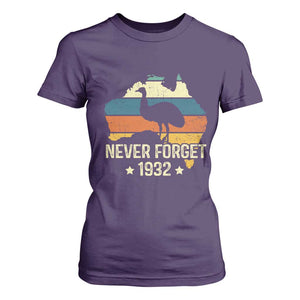 Never Forget 1932 Emu War T Shirt For Women Funny Emu Lover Zookeeper TS10 Purple Print Your Wear