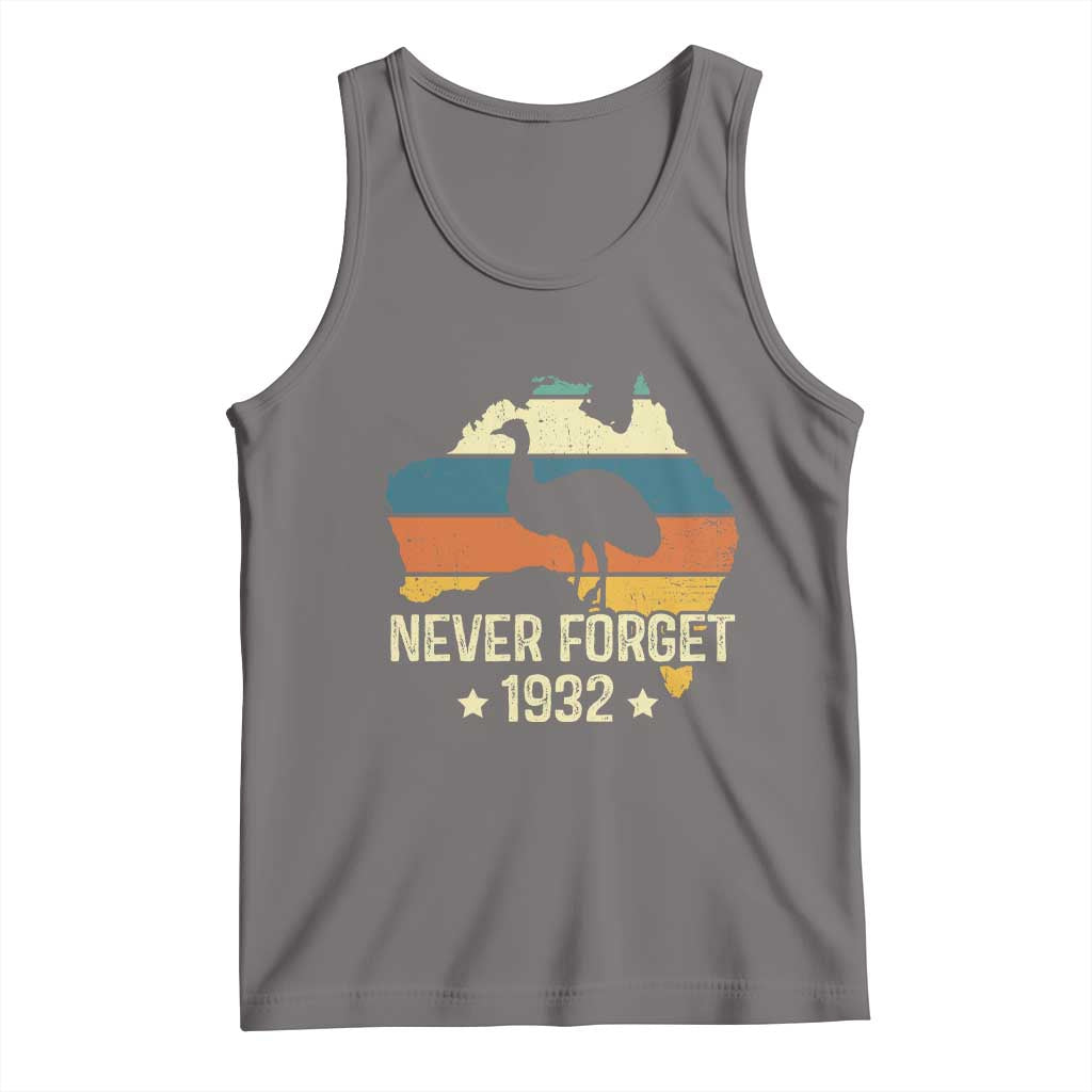 Never Forget 1932 Emu War Tank Top Funny Emu Lover Zookeeper TS10 Deep Heather Print Your Wear