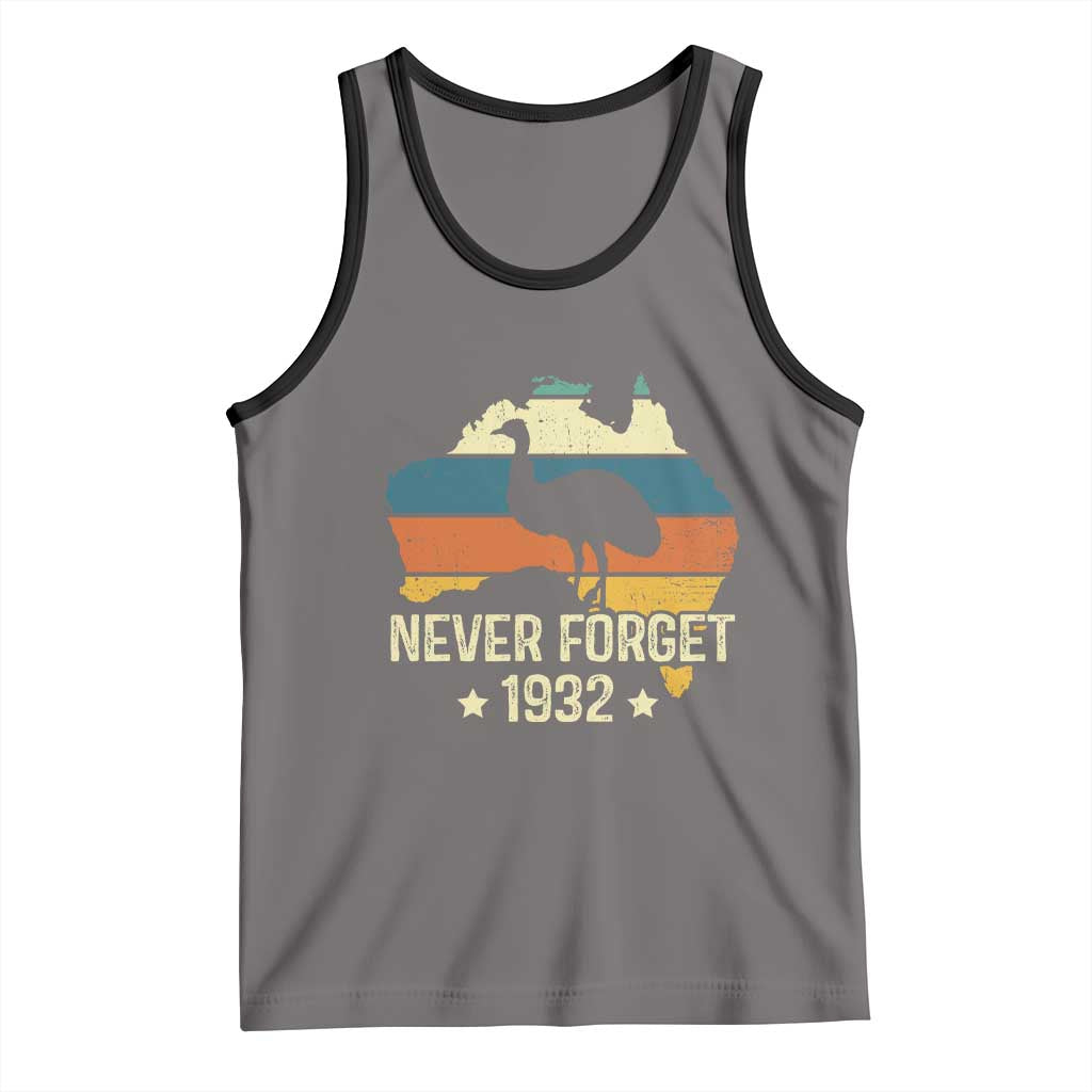 Never Forget 1932 Emu War Tank Top Funny Emu Lover Zookeeper TS10 Deep Heather Black Print Your Wear