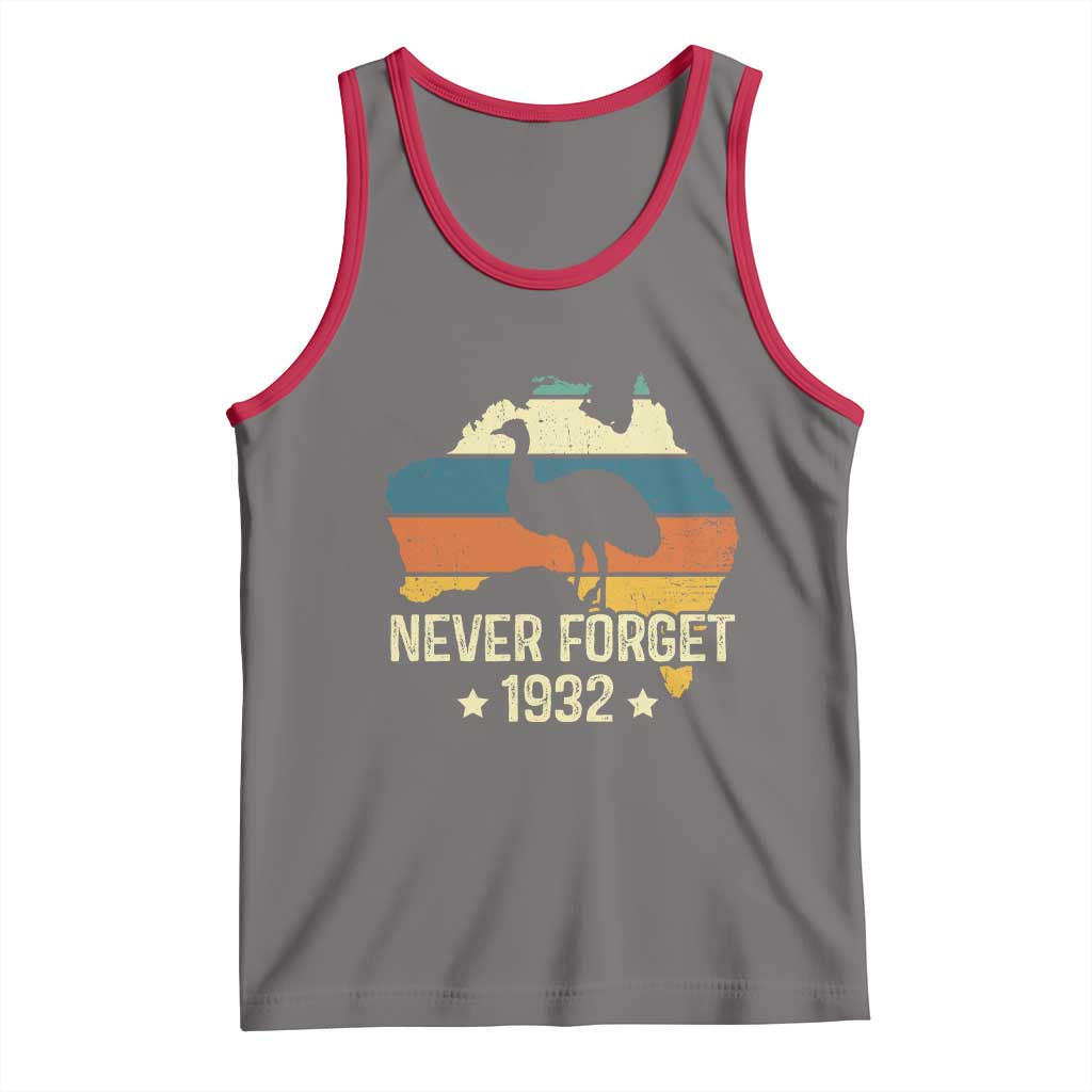 Never Forget 1932 Emu War Tank Top Funny Emu Lover Zookeeper TS10 Deep Heather Red Print Your Wear