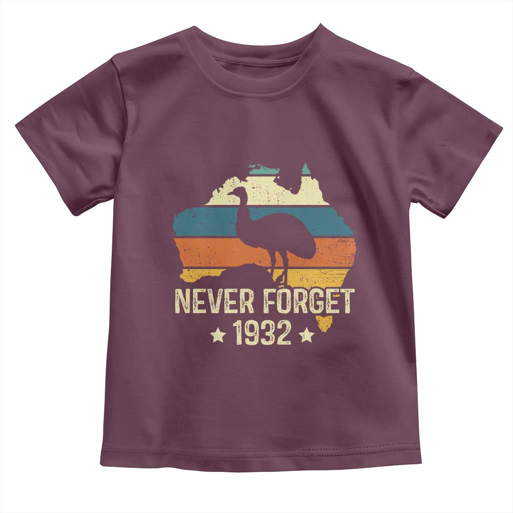 Never Forget 1932 Emu War Toddler T Shirt Funny Emu Lover Zookeeper TS10 Maroon Print Your Wear