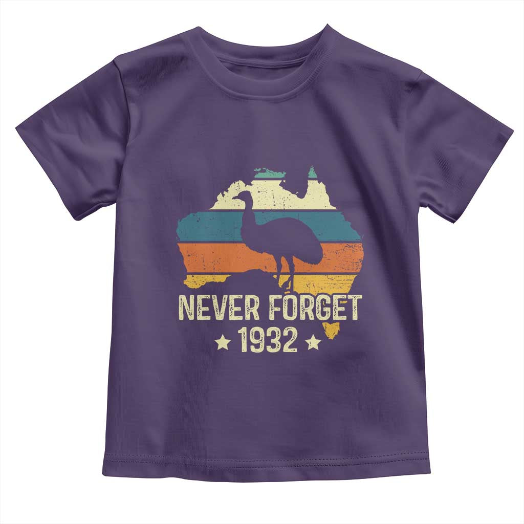 Never Forget 1932 Emu War Toddler T Shirt Funny Emu Lover Zookeeper TS10 Purple Print Your Wear