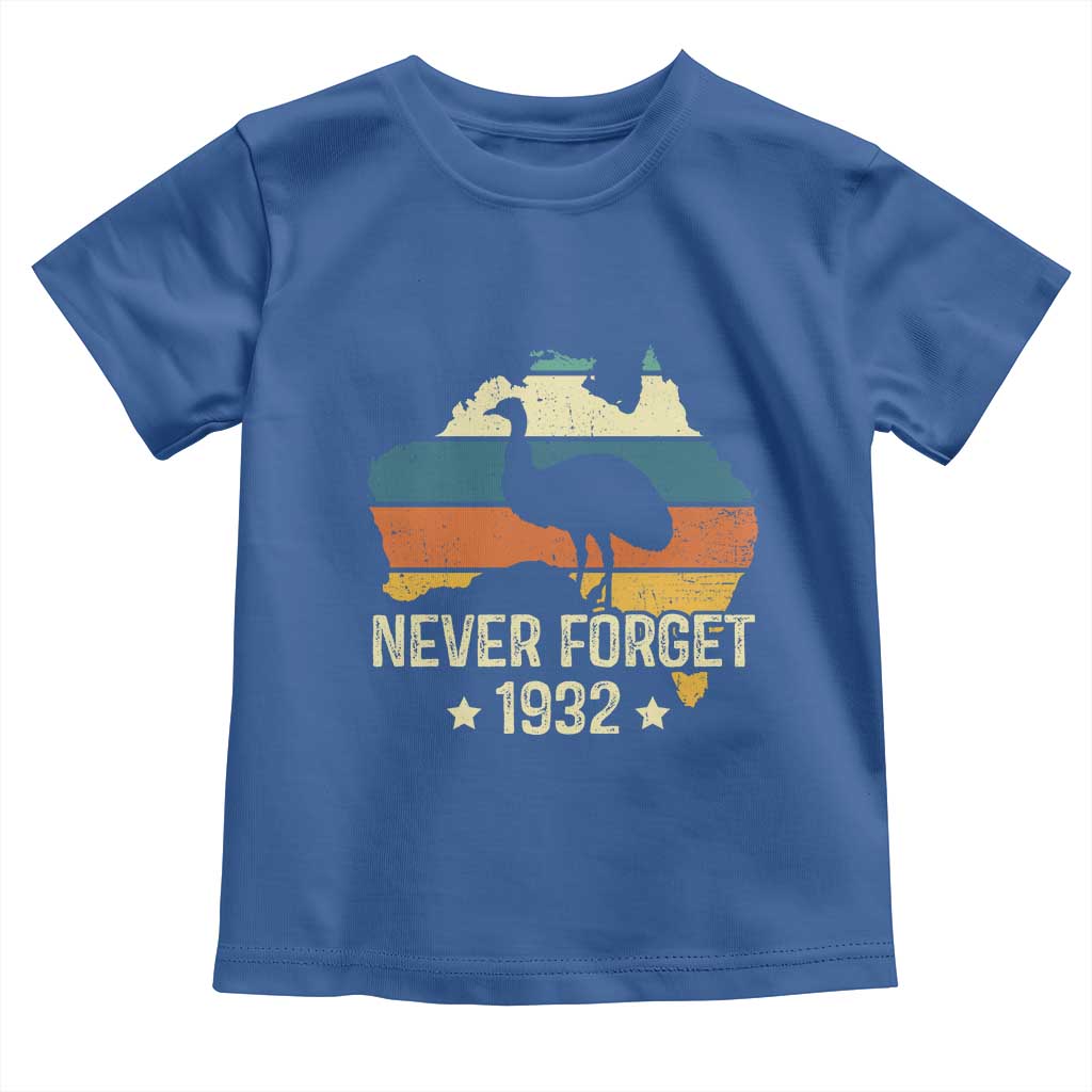 Never Forget 1932 Emu War Toddler T Shirt Funny Emu Lover Zookeeper TS10 Royal Blue Print Your Wear