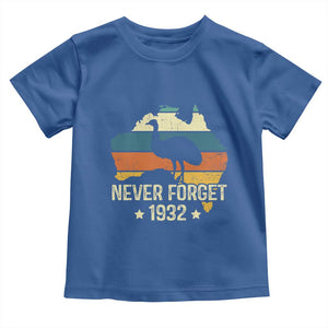 Never Forget 1932 Emu War Toddler T Shirt Funny Emu Lover Zookeeper TS10 Royal Blue Print Your Wear