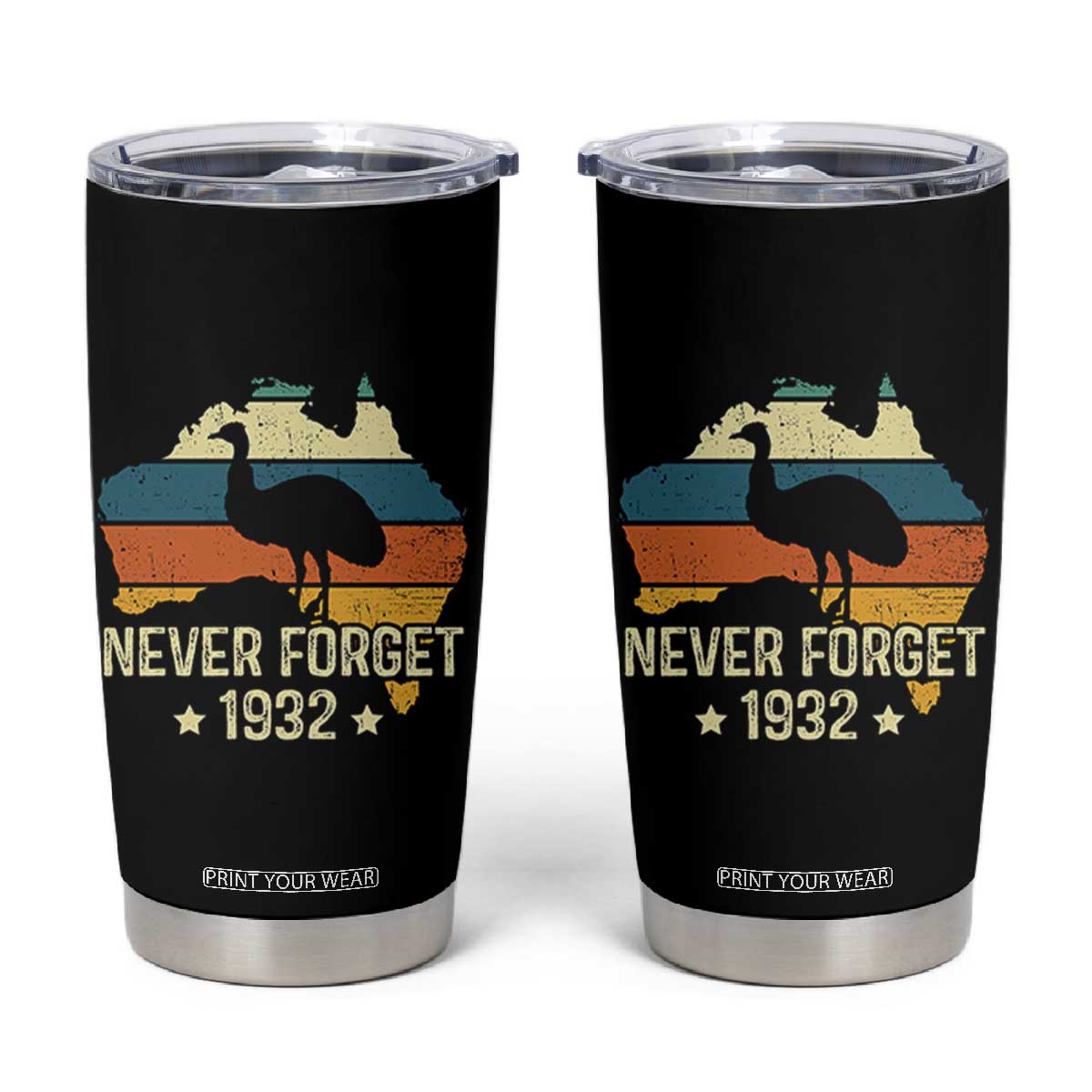 Never Forget 1932 Emu War Tumbler Cup Funny Emu Lover Zookeeper TS10 Black Print Your Wear