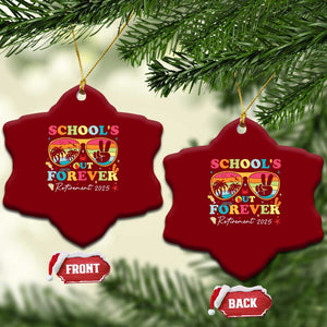 School's Out Forever Retired Teacher 2025 Ceramic Ornament Groovy Retirement TS10 Print Your Wear