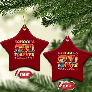 School's Out Forever Retired Teacher 2025 Ceramic Ornament Groovy Retirement TS10 Print Your Wear