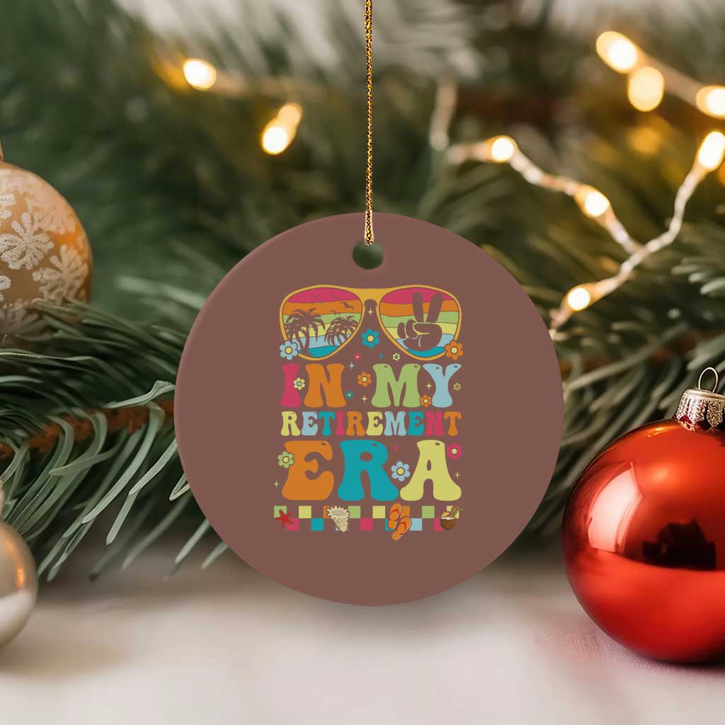 Retired Est 2025 Ceramic Ornament In My Retirement Era Groovy Summer Vibes TS10 1pc Mocha Print Your Wear