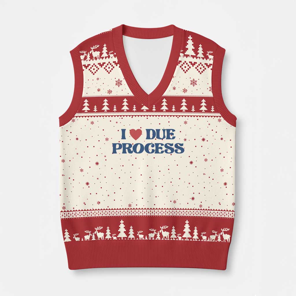 I Love Due Process V-Neck Knit Sweater Vest Pro Immigration Immigrants Feed America TS10 Beige Red Print Your Wear