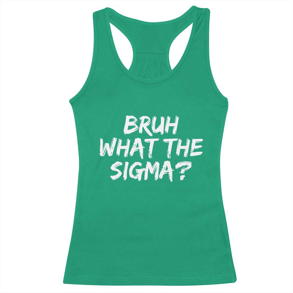 Bruh What The Sigma Racerback Tank Top Funny Saying Meme Genz Gen Alpha Slang