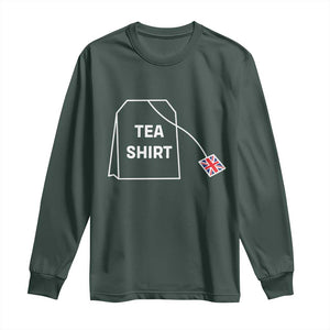I Love English Tea UK Flag Long Sleeve Shirt Vintage British Humor TS10 Dark Forest Green Print Your Wear