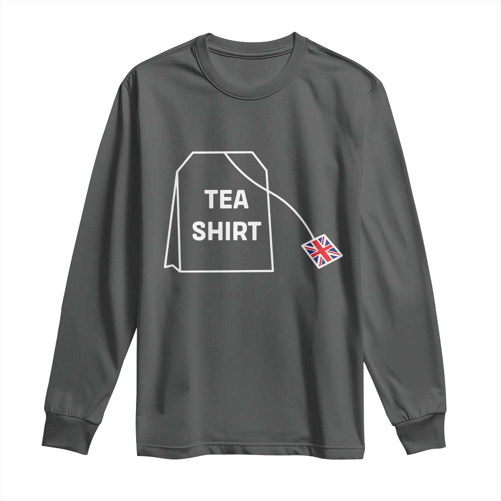 I Love English Tea UK Flag Long Sleeve Shirt Vintage British Humor TS10 Dark Heather Print Your Wear