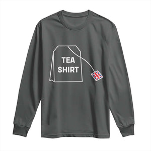 I Love English Tea UK Flag Long Sleeve Shirt Vintage British Humor TS10 Dark Heather Print Your Wear