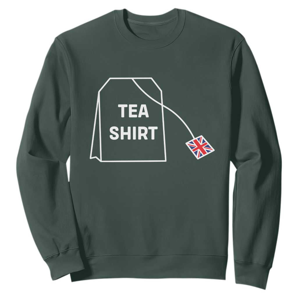I Love English Tea UK Flag Sweatshirt Vintage British Humor TS10 Dark Forest Green Print Your Wear